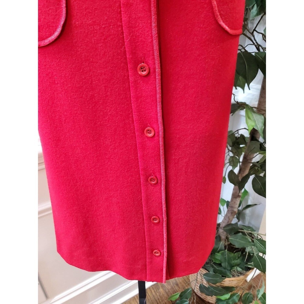 Vtg Dick Schulman Solid Red Polyester Scoop Neck Sleeveless Midi Length Dress 10 View 4